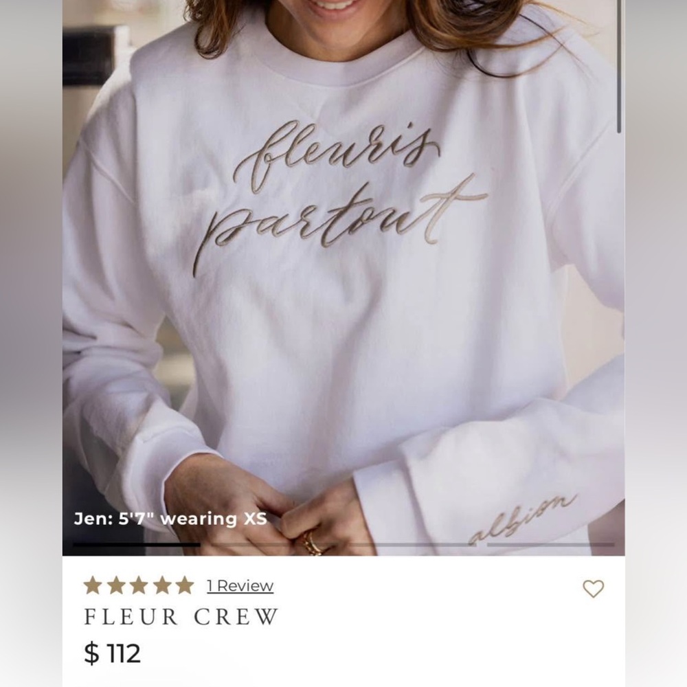 Albion Fleur Crew Neck Sweatshirt White new size large